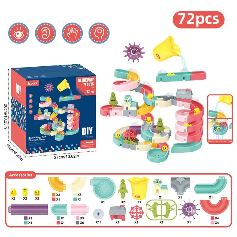 Colorful Slide Track Bath Toy, DIY Slide Track Bath Toy, Interactive Creative Bath Toy, Fun Bathing Toy for Kids 2