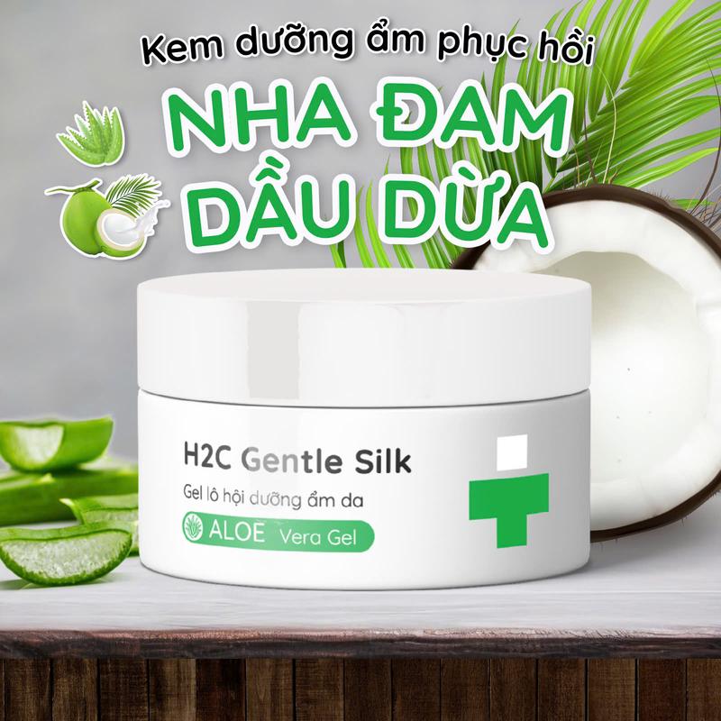 Gel nha đam - dầu dừa H2C Gentle Silk 300g - Gel dưỡng ẩm làm dịu da nha đam tự nhiên thấm nhanh không nhờn rít gel siêu âm EURO GEL Nữ Women Skincare Chăm Sóc Da Dưỡng Ẩm Da Làm Đẹp Da