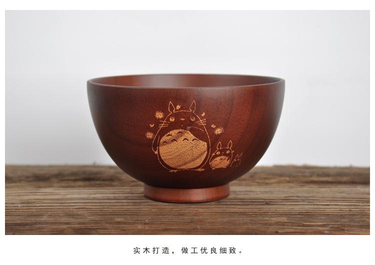 Product Introduction of Cartoon Wooden Bowl Home Tableware Cute Bear Wooden Bowl Spray Paint Japanese Bowl Kitchen Accessories Noodle Bowl Tableware 7