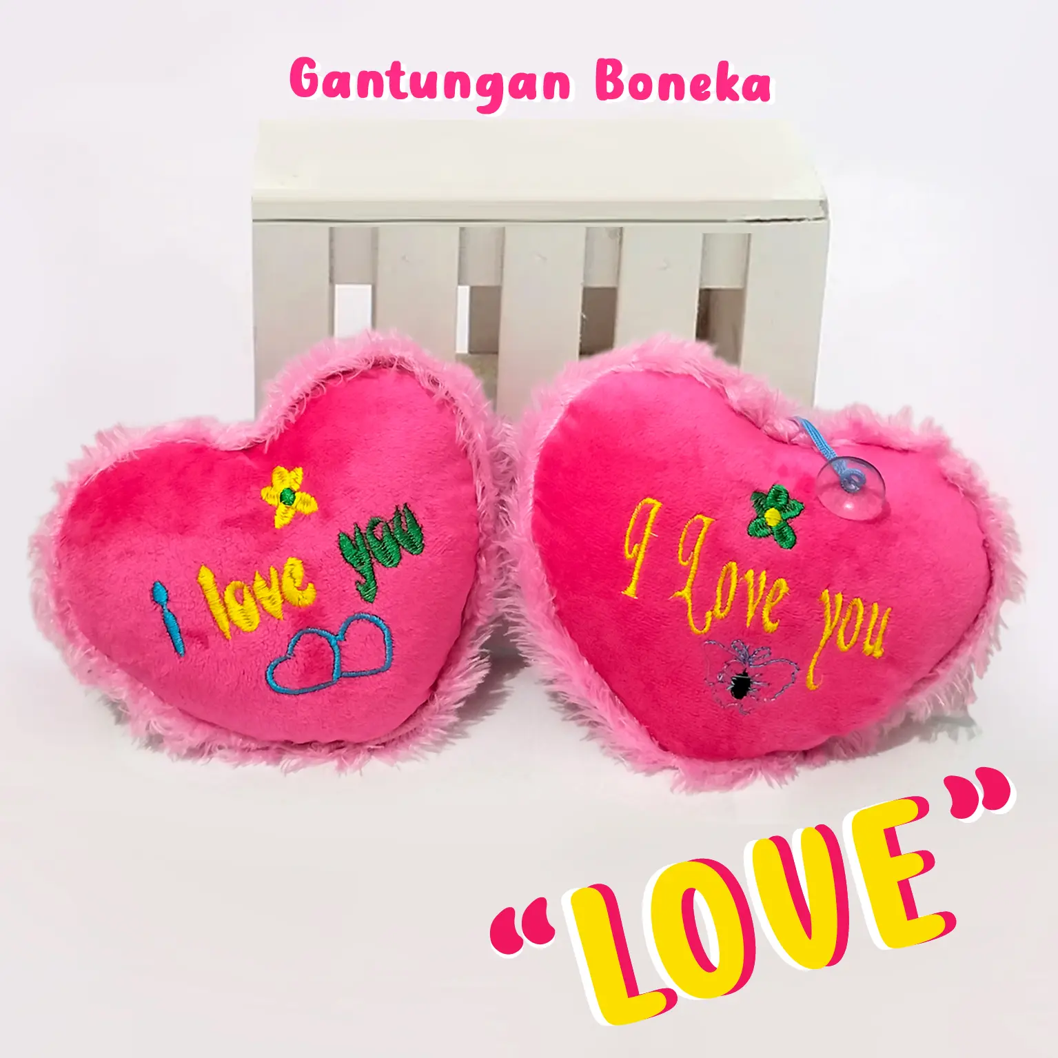 boneka hati lucu empuk halus gantungan kaca mobil mini gantungan boneka love bantal hati mini pink murah