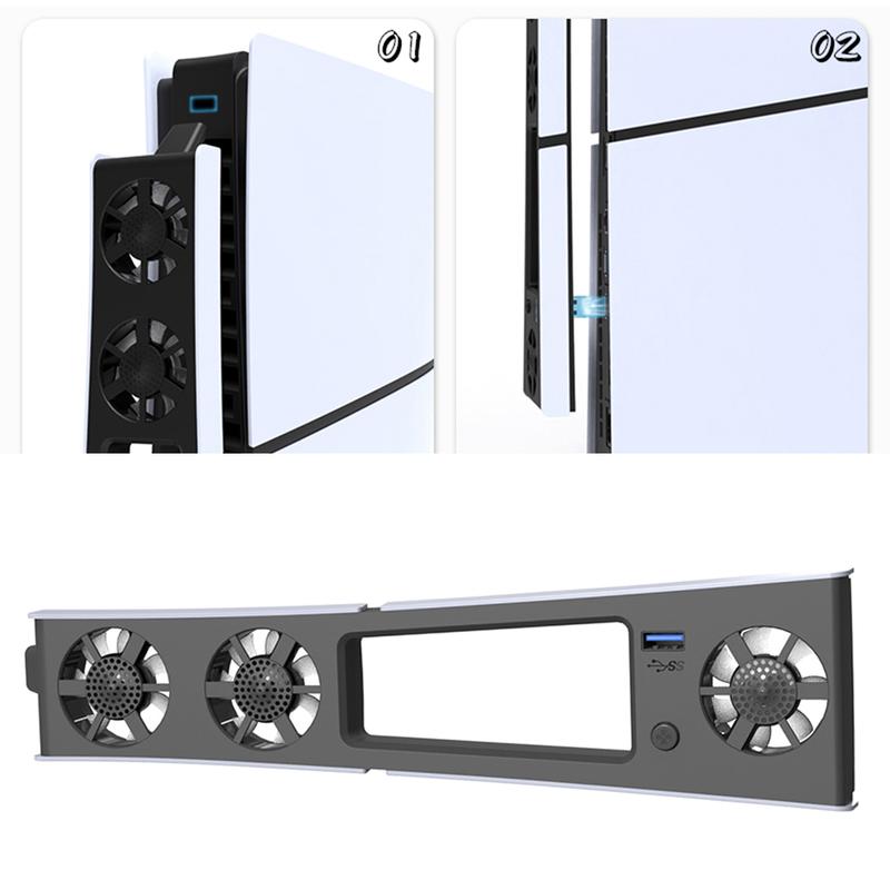 Quạt làm mát cho bảng điều khiển PS5 Slim, với cổng USB 3.0, hệ thống làm mát hiệu quả 4