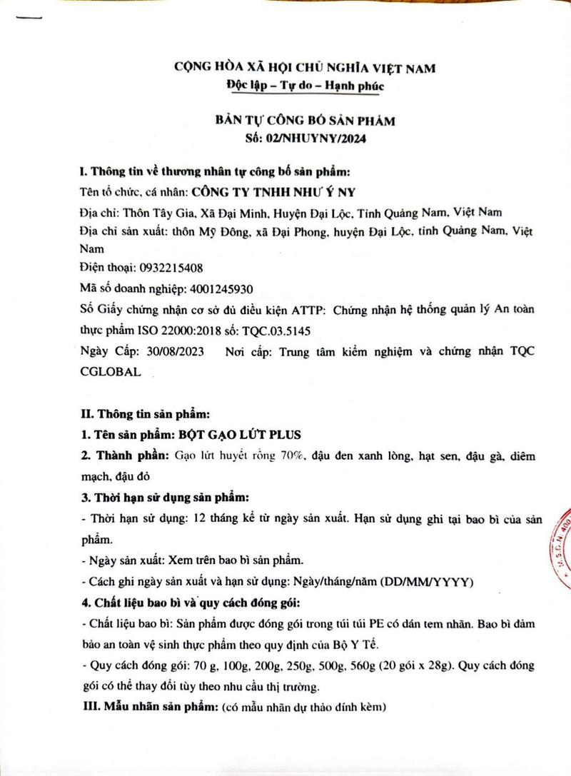 Product Introduction of Combo Bột Gạo Lứt Plus X3 và Trà Lá Nam Như Ý Ny 53