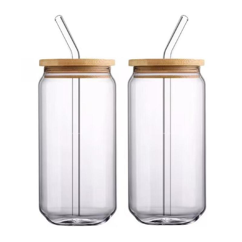 1pc, Glass Cup With Lid And Glass Straw, 20oz High Borosilicate Glass  Tumbler, Iced Coffee Cup For Water, Smoothie, Tea, And More