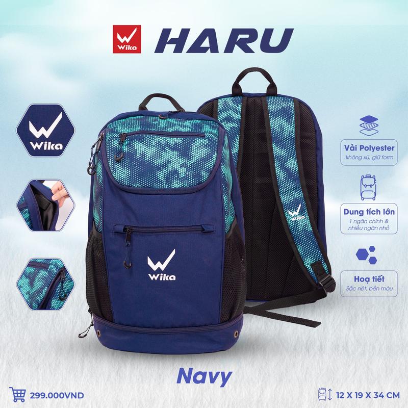 Wika Haru phụ kiện balo thể thao đa dụng cao cấp chính hãng giá rẻ ngăn đựng vợt cầu lông giày đồng phục nhóm nam nữ đẹp mới xịn tốt bền chống thấm nước du lịch phượt nhiều ngăn xanh đen hồng navy