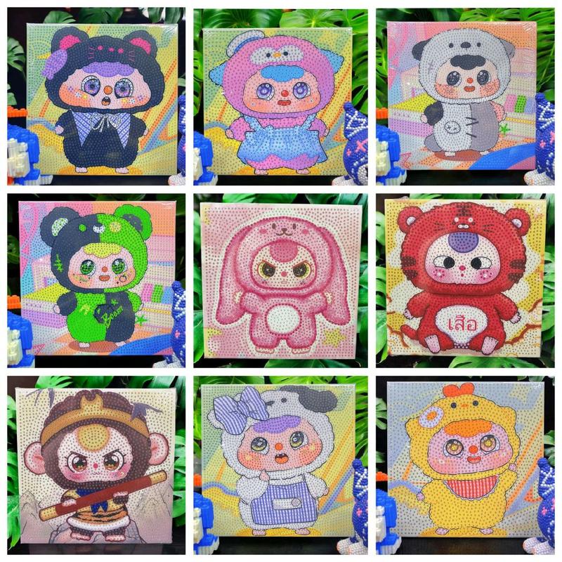 Bộ Tranh Đính Đá Baby three, CAPYPARA, KUROMI...20*20 DIY Tự Làm CÓ KÈM COMBO DỤNG CỤ Khung tranh siêu chắc chắn, toàn bộ mẫu hot... Thêu Chữ Cotton Khâu chéo tranh kim cương kết