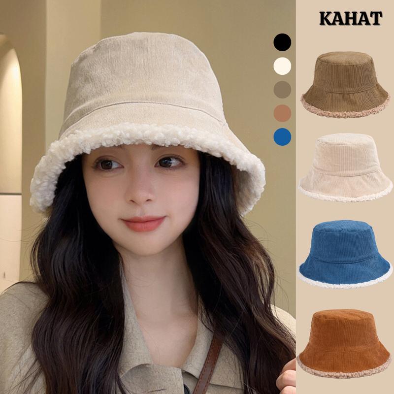 Mũ Bucket Lông Cừu KAHAT Mùa Thu Đông Giữ Ấm Và Dễ Thương Cho Nữ Đội 2 Mặt Giúp Tôn Dáng Mặt Nhỏ BK4