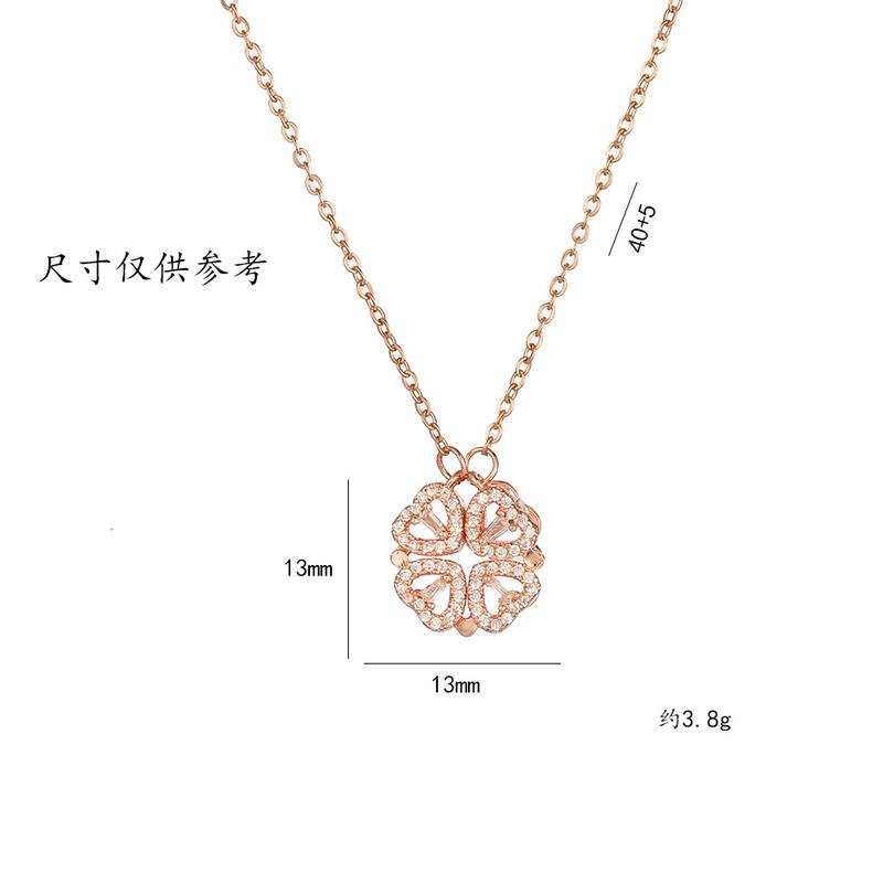 Vòng cổ 4 lá Vòng cổ nữ mới, thiết kế đẹp, cao cấp, sẽ không phai, quà tặng bạn gái, có thể gập lại và lật 7