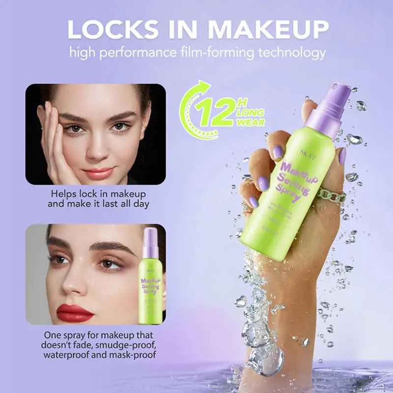 【TERSEDIA&COD】【Peningkatan Kemasan】 Semprotan Pengaturan Rias Wajah 60Ml, Semprotan Penyelesaian Tahan Cepat, Y7T5 6