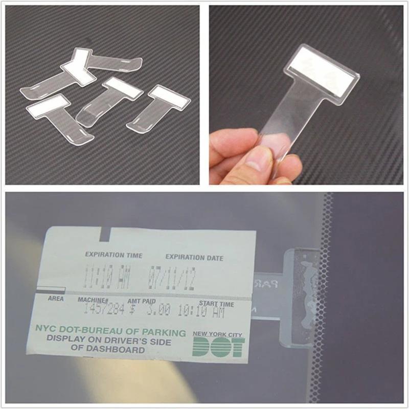 sanjiao New Plastic Ticket Permit Holder Window Kit Practical Card Holder Stickers Clear Windscreen Car Vehicle Parking Car Accessories 0