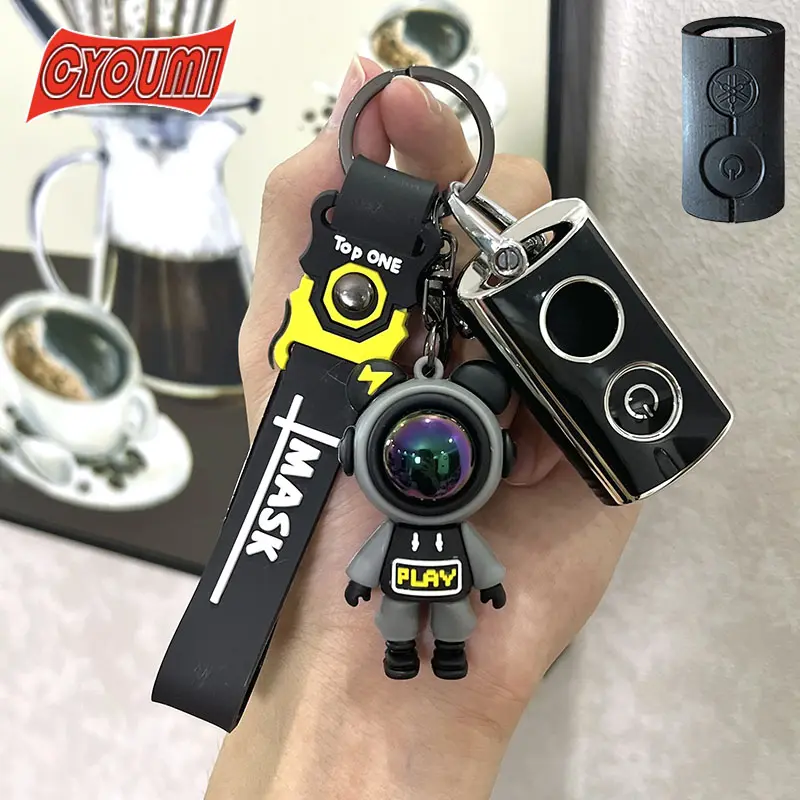 For Yamaha Nmax Xmax Vinoora Grand Filano 2024 2023 NVX Aerox S V2 Black Silver Space Bear Car Key Case Cover Silicone TPU Keychain