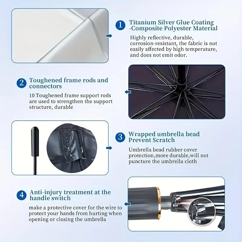 Car Windshield Sunshade Umbrella, Foldable Car Windshield Sunshade, Universal Car Exterior Accessories for Most Vehicles 3