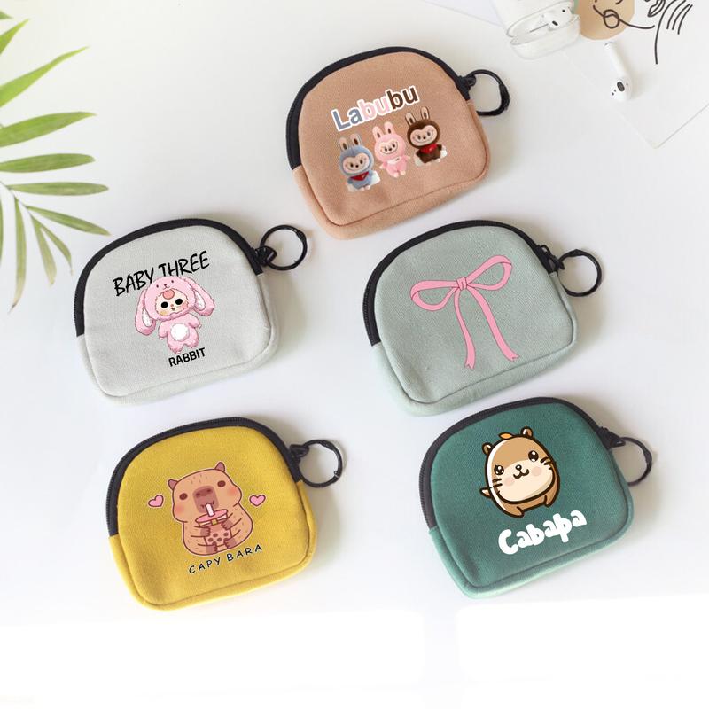 Ví Vải Canvas Mini In Họa Tiết Hoạt Hình Dễ Thương Có Khóa Kéo Đựng Đồ Son Môi Chìa Khoá Tiện Dụng Cho Nữ
