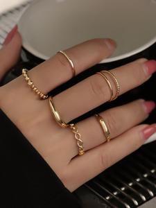 Set de anillos tipo brazalete para mujer, elegante y minimalista, conjunto de anillos versátiles y exquisitos, joyería de moda como regalo de cumpleaños para novia