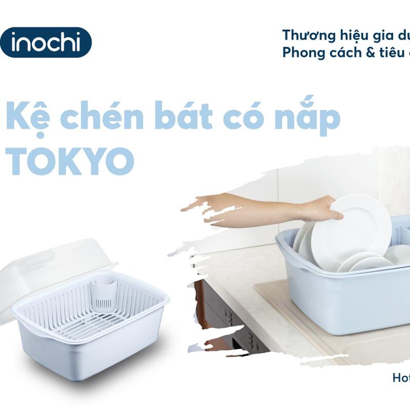 Kệ chén bát đĩa (có nắp) thông minh đa năng Tokyo inochi nhà bếp cao cấp an toàn nhựa nguyên sinh kháng khuẩn (có nắp)