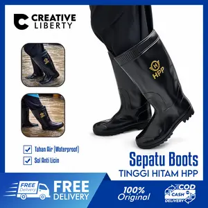 [CL] Sepatu Boots Karet  Pria Hitam Tinggi Anti Slip Anti Air Tinggi 38 Cm Sepatu Proyek HPP Berkebun Bahan PVC Tahan Air Sol Anti Licin