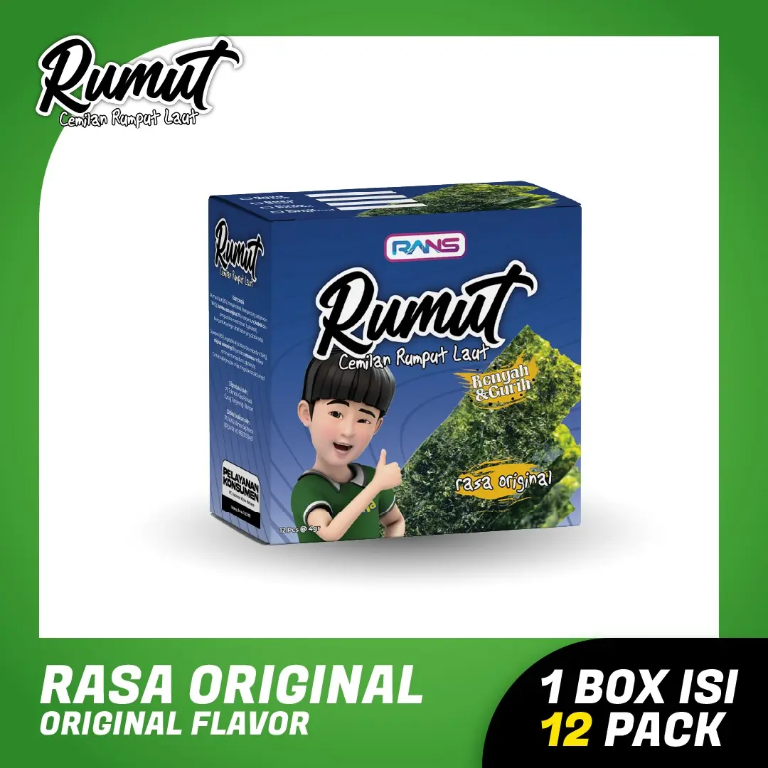 Rumut Goreng Rasa Original 4gr - Rumput Laut Goreng Praktis Rendah Kalori Isi 2