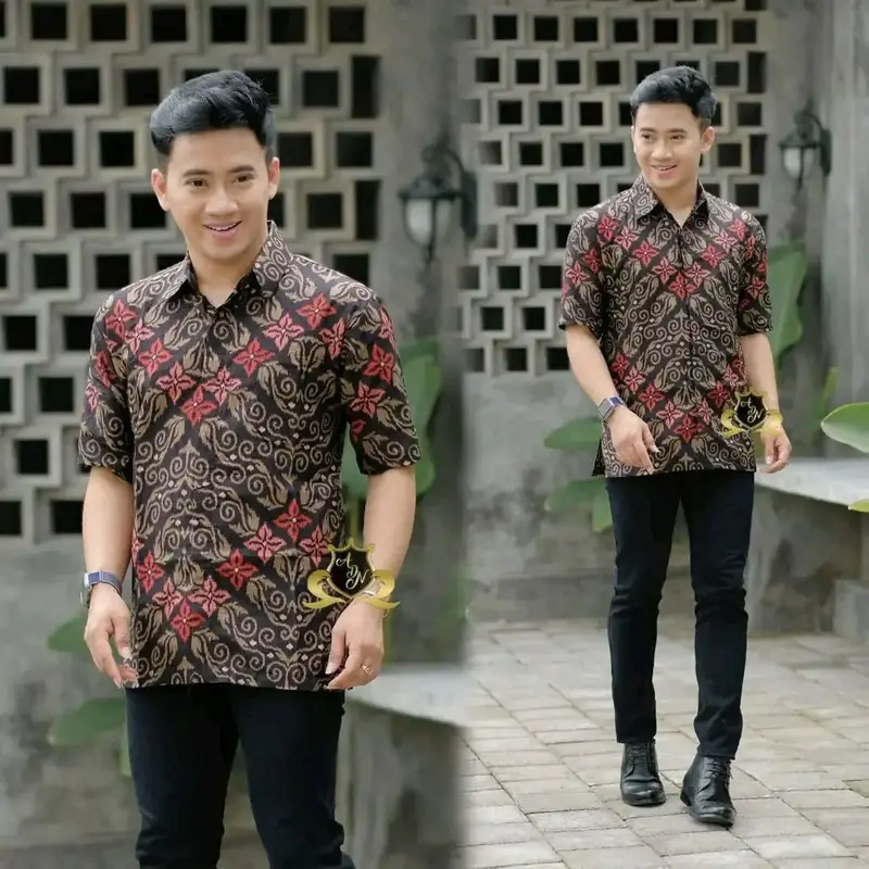 Baju Setcouple Brokat Songket New Dress Brukat dan Kemeja Batik Terbaru / Couple Natal 8