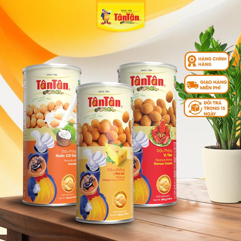 Tân Tân Combo 3 Lon: Đậu Phộng Nước Cốt Dừa 265g + Đậu Phộng Phô Mai 200g + Đậu Phộng Vị Tôm 200g Snack Ăn Vặt Dauphongdaca Dauphongnuoccotdua Dauphongcotdua Dauphongviphomai Dauphongvitom Dauphongtantan 