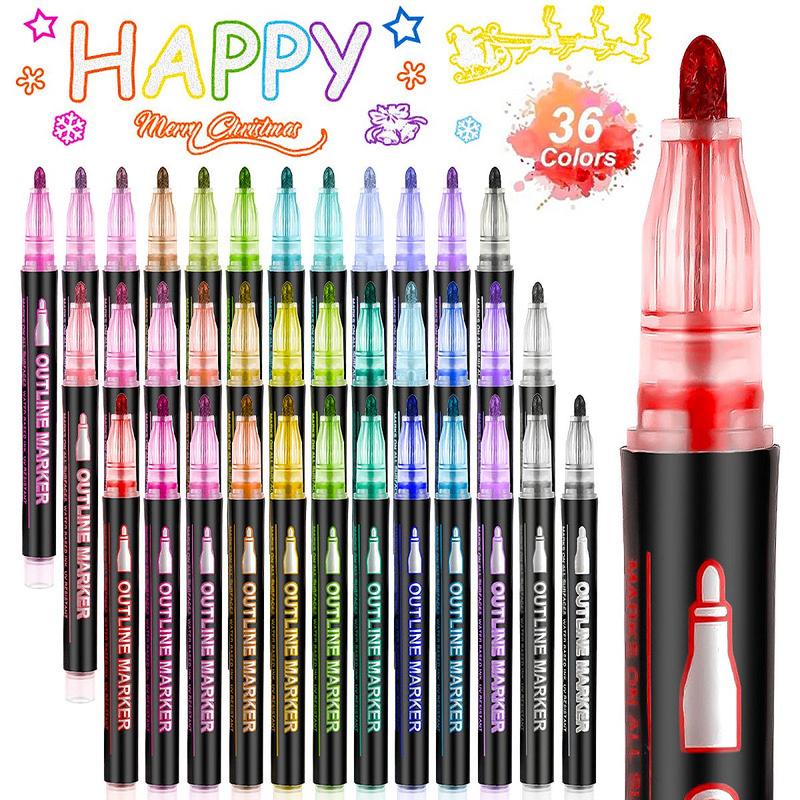 36-color Coloring Multifunction Graffiti Pen, 36pcs Colorful Highlighter Marker Pen, Writing Doodle Stationery for School, Office, Home Use, Valentine's Day Gift, Art Supplies, Easter Gifts for Kids 4