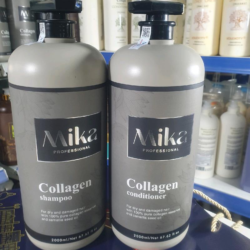 Cặp gội xả Mika collagen 2000ml 1 chai dầu gội & 2000 ml 1 chai dầu xả Không chứa silicon Bảo vệ màu
