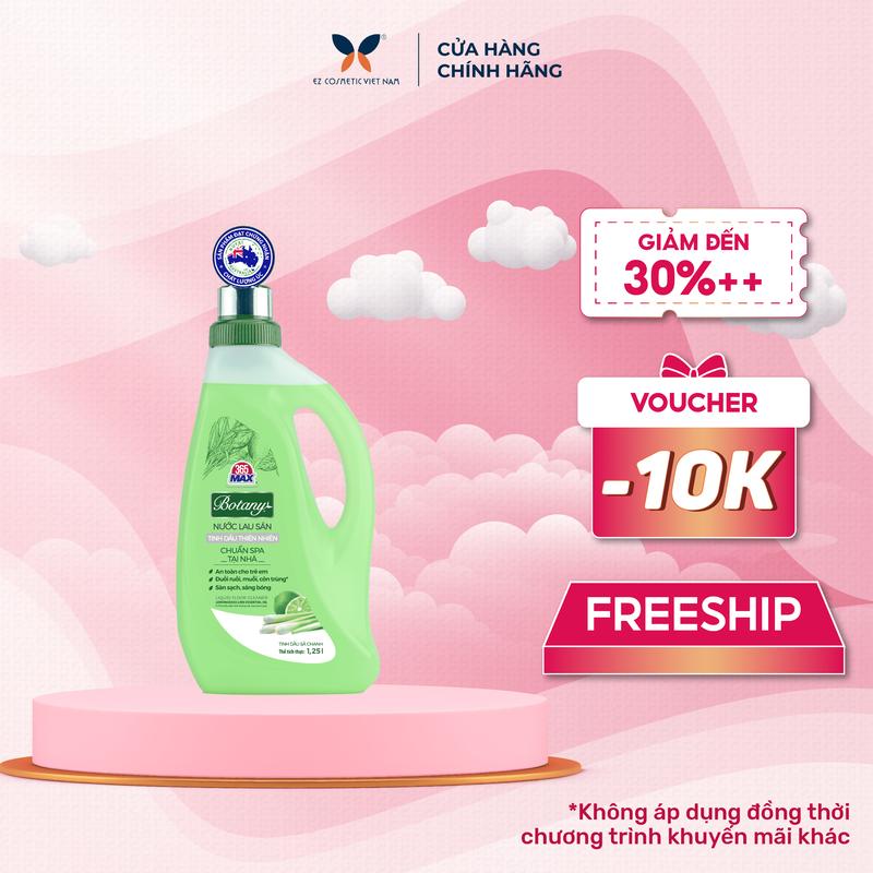 Nước Lau Sàn 365 Max Botany Tinh Dầu Sả Chanh thiên nhiên chai 1.25 lít làm sạch bóng sàn nhà, ngăn côn trùng, an toàn cho da trẻ em