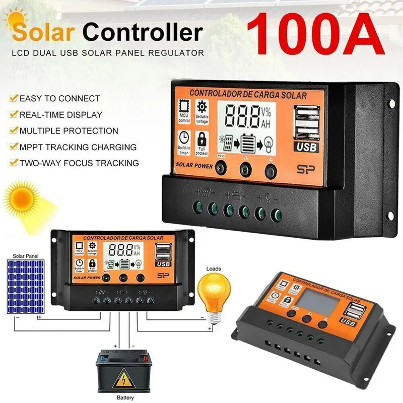 Bộ điều chỉnh bảng điều khiển năng lượng mặt trời MPPT, Bộ điều khiển sạc, Tự động theo dõi tiêu điểm, 12 / 24V 2