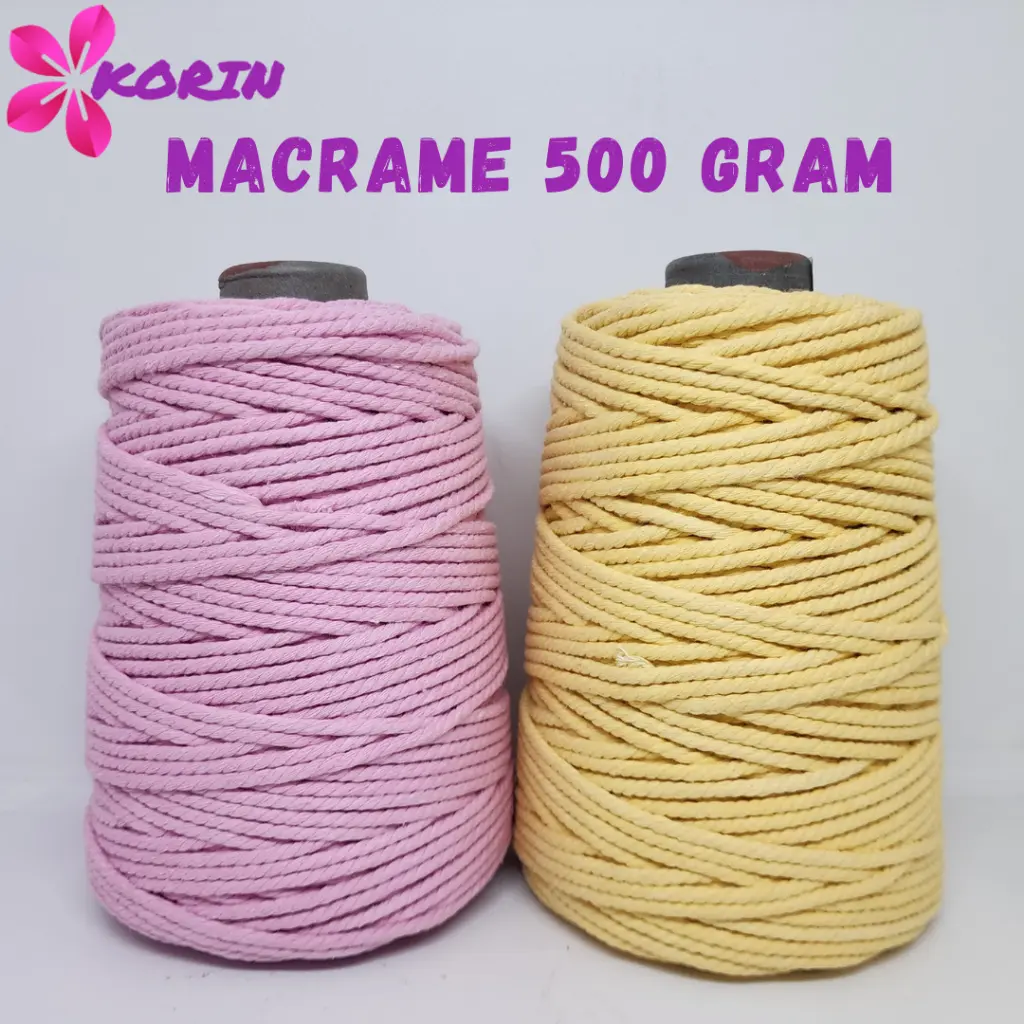 [500GR] Tali Katun Makrame Warna 4mm 500gr / Macrame Cotton Rope Colors / Benang Macrame