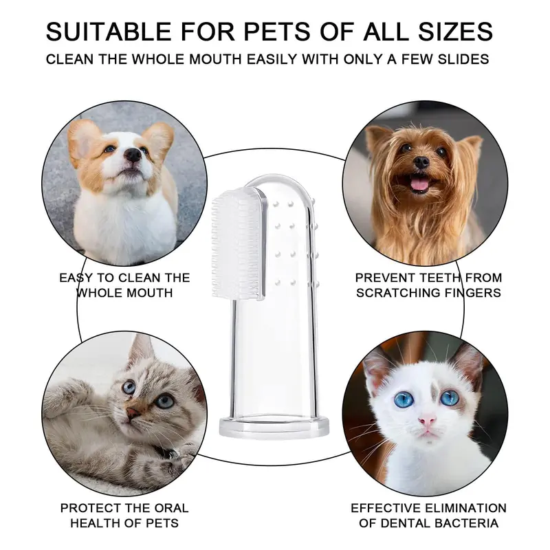 Dog Finger Toothbrush Set, 20pcs/set Finger Toothbrush with Silicone Bristles & 16 Round Particles, Pet Oral Care Tool for All Pets 6