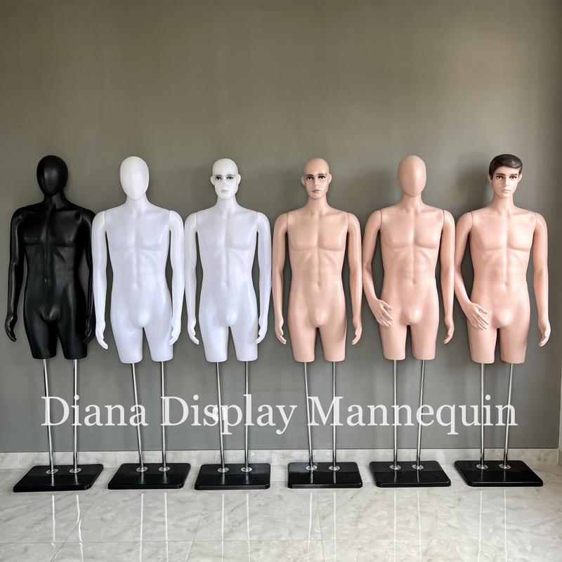 MANEKIN BAJU BODYFIT PRIA DEWASA SETENGAH BADAN DENGAN KEPALA DAN TANGAN PLASTIK SET TIANG BESI 5
