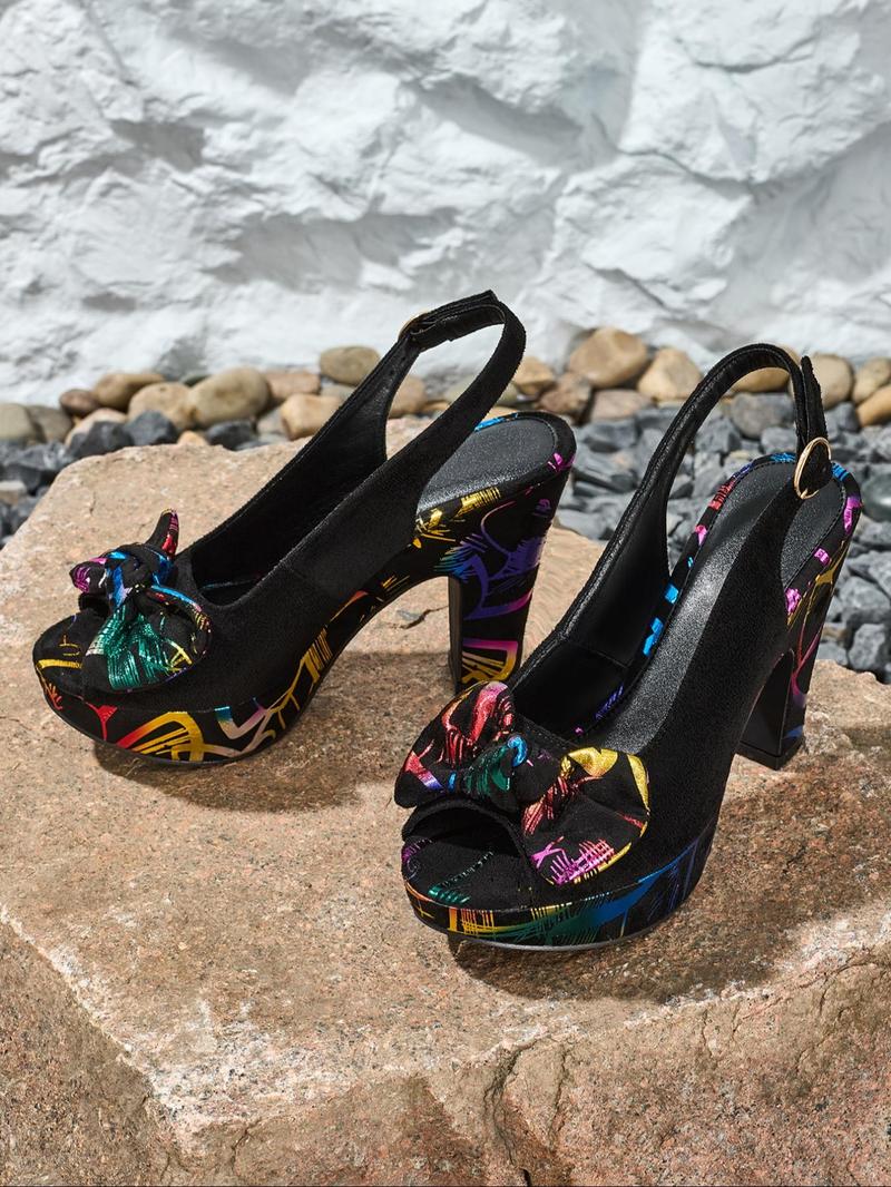 Product Introduction of Women's Fashionable Bow Decor Peep Toe High Heel Sandals, Casual Comfortable Platform Sandals for Daily Wear, Female All-match Retro Shoes for Women & Girls 14