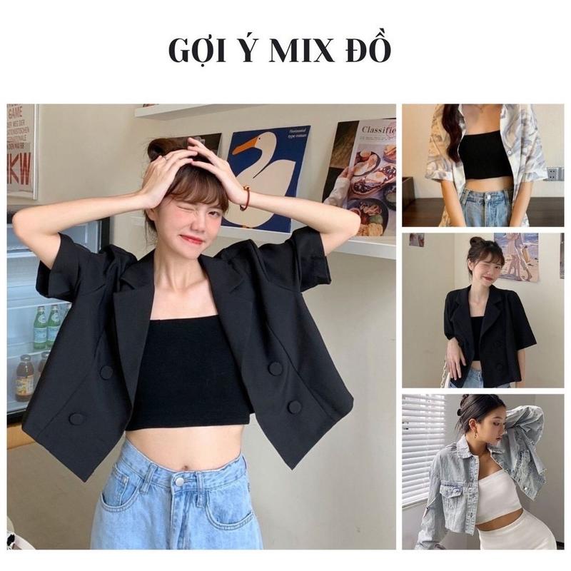 Áo ống 2 màu trắng đen mix gì cũng xinh