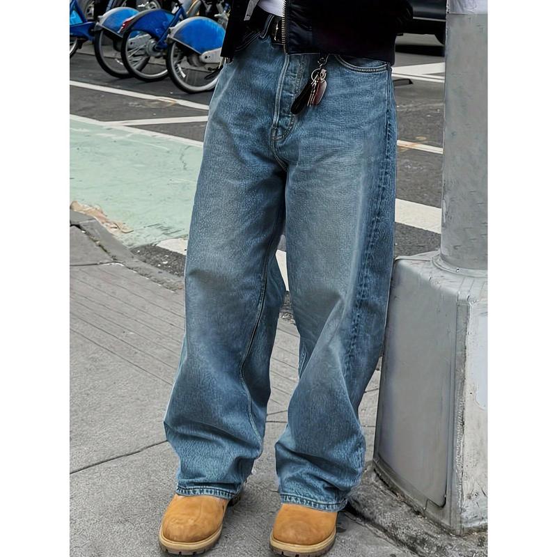 Casual Street Leopard Pocket Patchwork Loose High Waist Straight Full Print Bottoms(No Belt) Casual Street Leopard Pocket Patchwork Loose High Waist Straight Full Print Bottoms(No Belt)