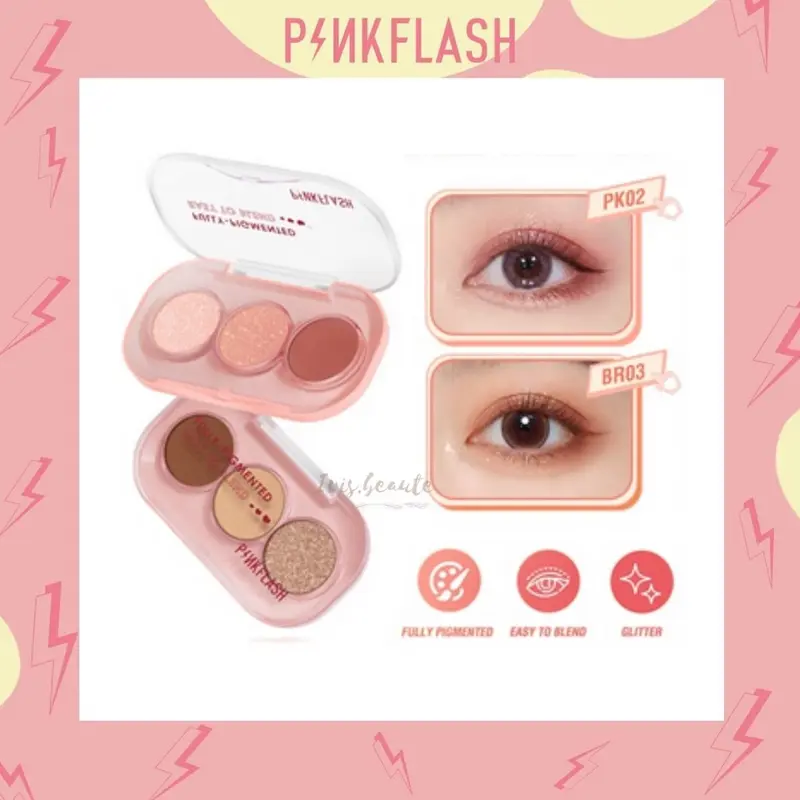 PINKFLASH 3 Pan Eyeshadow Palette / Glitter Palette High Pigmented | original Waterproof Lasting 1
