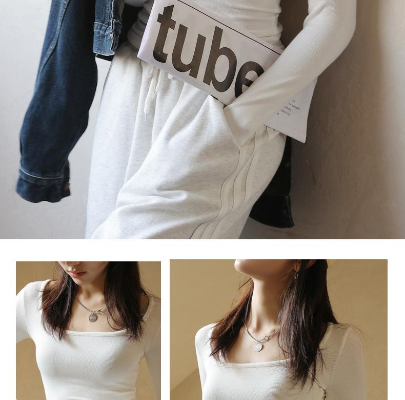 Product Introduction of 2025 Spring, Summer, Autumn Bottoming Shirt Black Low-Neck Women's Spring and Autumn Tops Long Sleeve Inner Wear Korean Style Slim Fit 18