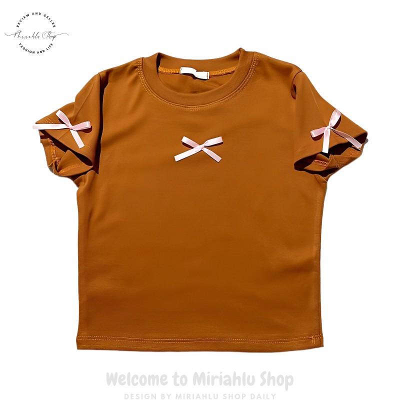 Product Introduction of Áo Thun Croptop Borip Nữ Form Basic Cổ Tròn Tay Ngắn Raglan Phối 2 Màu Đính Nơ Women Sen 28