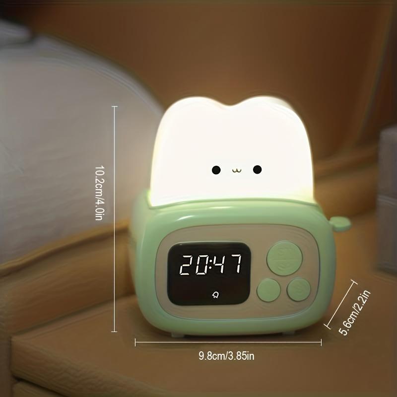 Product Introduction of Cute Cartoon Toast Design Alarm Clock, USB Reaching Desktop Night Light, Novelty Lighting for Home Bedroom Living Room 1
