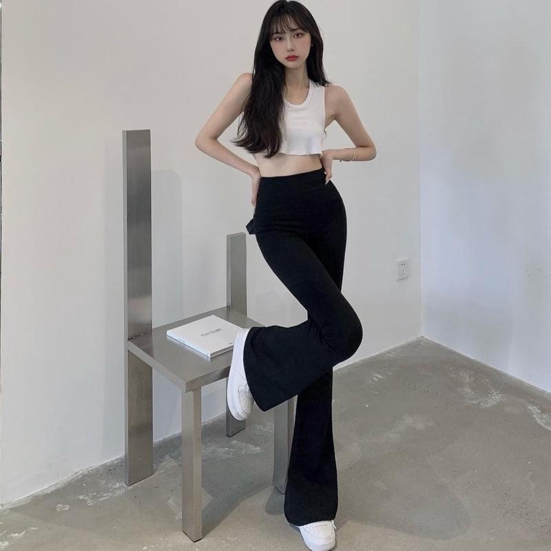 Quần Ống Loe Lưng Cao Legging Thun Mịn Ôm Body P2H Dáng Dài QN04 Pants Nữ Nhung Women