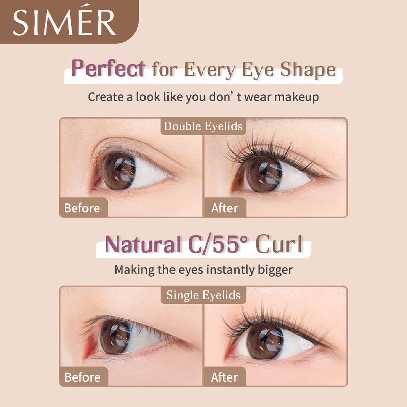 SIMER Natural Series DIY Cluster Lashes – C Curl Segmented Eyelash with Lash Bond & Remover, Long-Lasting & Easy to Apply Bulu Mata Satuan 2