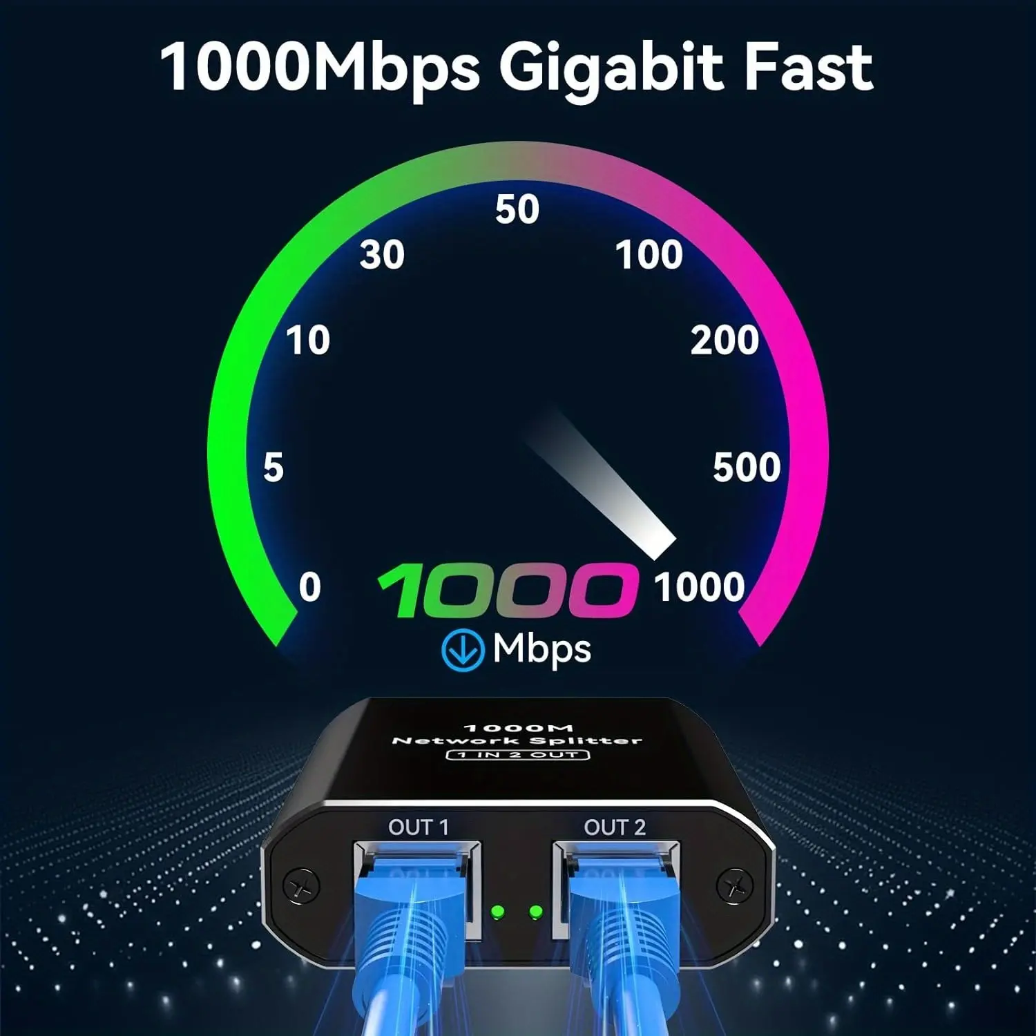 Ethernet Splitter 1 To 2 High Speed 1000Mbps Network Splitter 2 Port RJ45 LAN Switch Internet Splitter For Cat5/5e/6/7/8 Cable Router