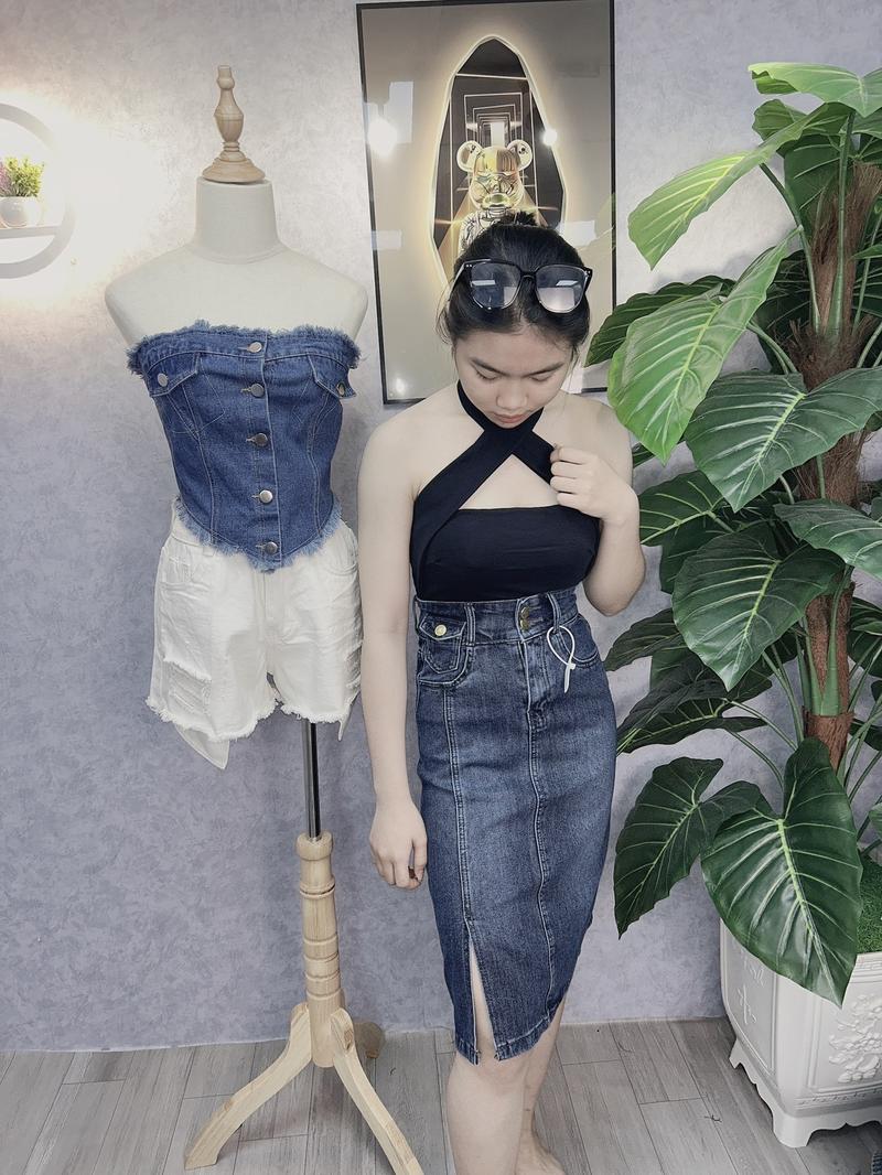 Product Introduction of CHÂN VÁY JEAN CHỮ A DÁNG DÀI LƯNG  CAO CO GIÃN 4 CHIỀU VẠT SẺ MÀU SẮC CỰC ĐẸP 4