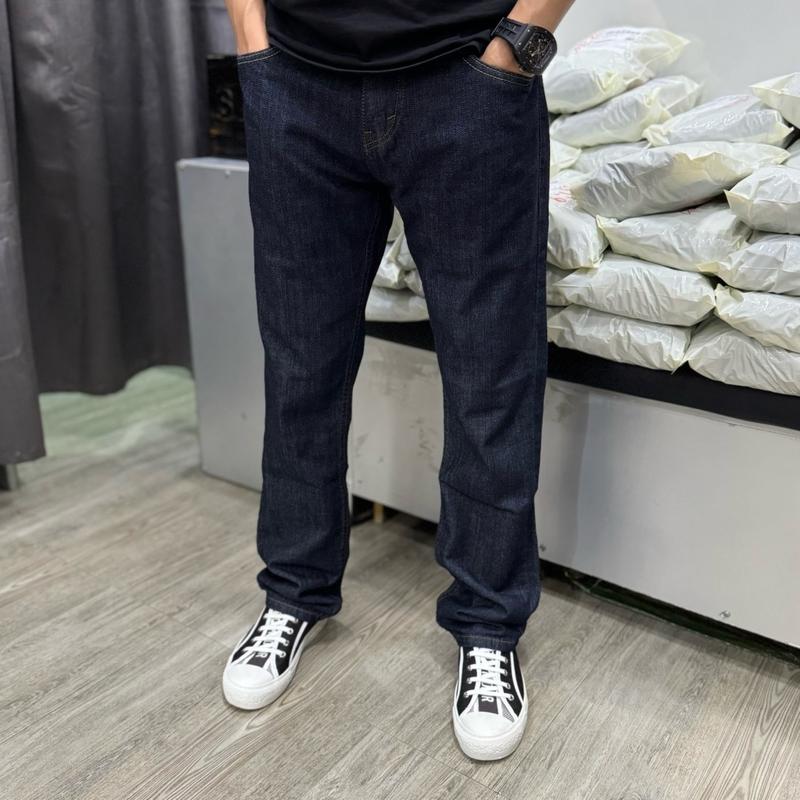 Quần jean nam hàng VNXK-ống suông đứng xanh đậm trơn không wast 490 Pants Có Túi Menswear quanjean nam jeans suong