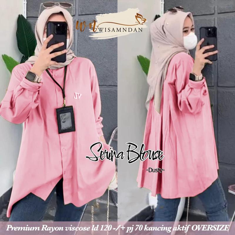 BLOUSE POLOS WANITA JUMBO KATUN RAYON PREMIUM ATASAN WANITA JUMBO LD 120 KOREAN STYLE LENGAN PANJANG 4