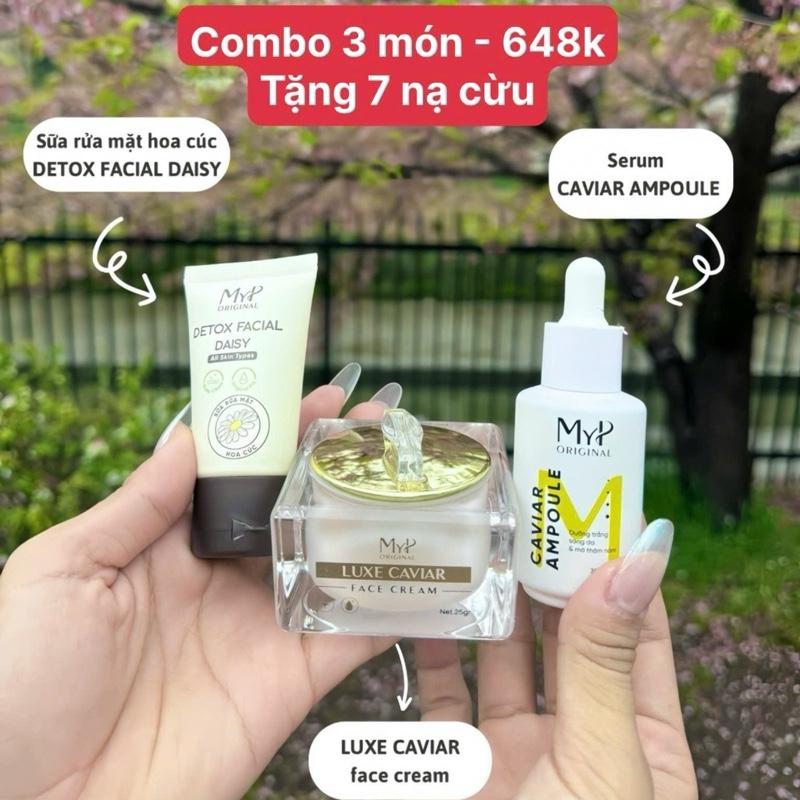 COMBO KEM FACE 25gr + SERUM CAVIAR 30ml TẶNG KÈM 07 MASK CỪU + SỬA RỬA MẶT 30ml 0
