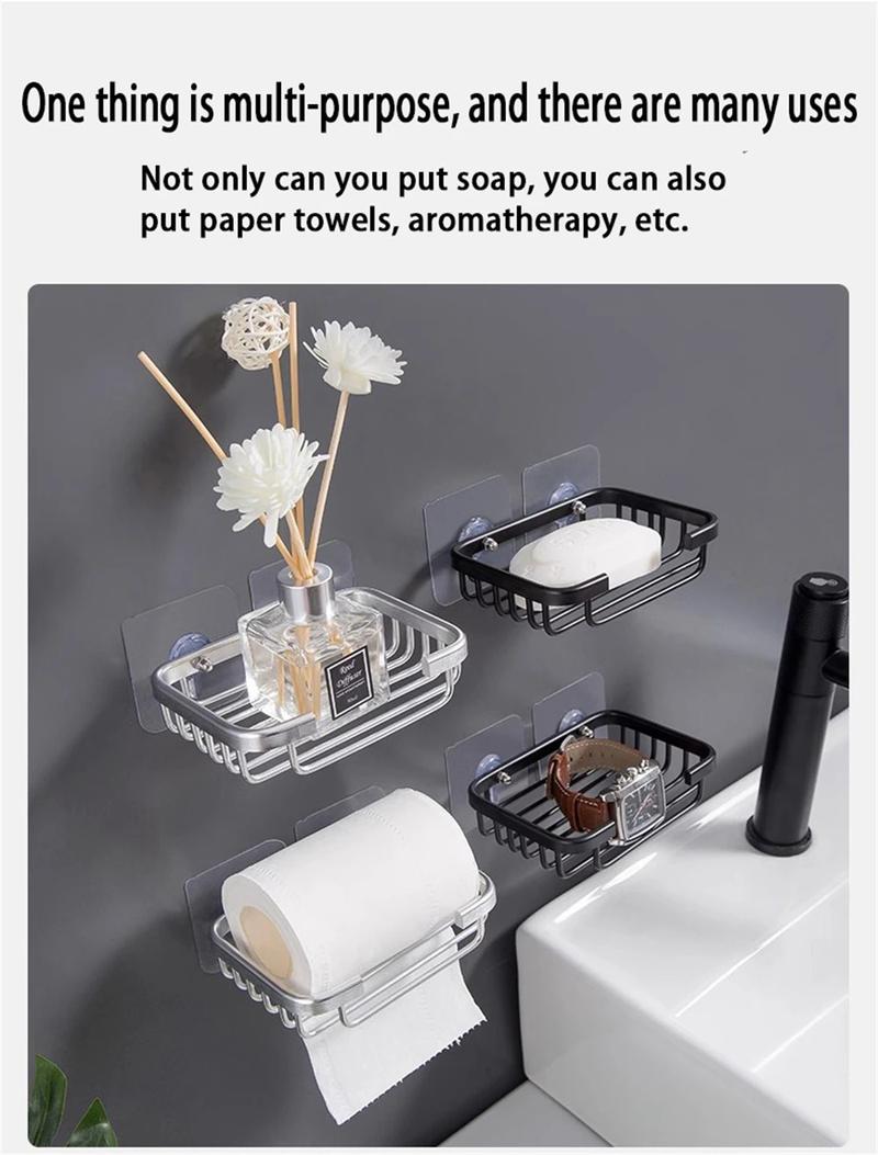 Product Introduction of 1 Piece Wall-Mounted Soap Dish No-Drill Bathroom Shelf Bathroom Storage Shelf for Toiletries Suitable for Toilets Shower Areas 10