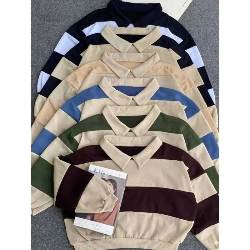 Ji Hoo Combi Crope Sweater Wanita Korean Style fleece | Atasan Wanita Terbaru 5