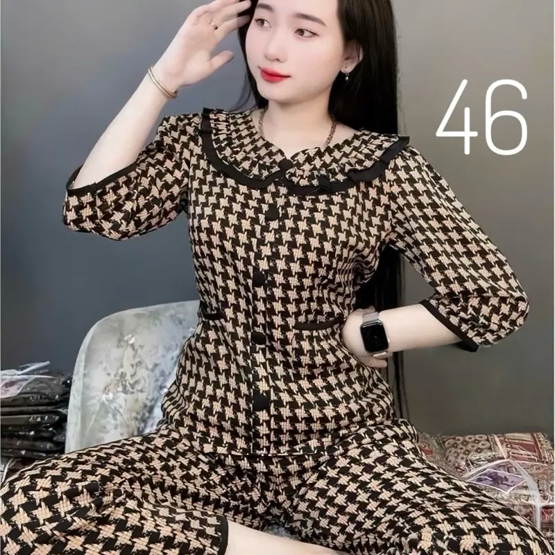Tay Lỡ Bảng Màu 2 Quần Dài Lụa Mango Ống Suông Phối Ren 40-75 Ký