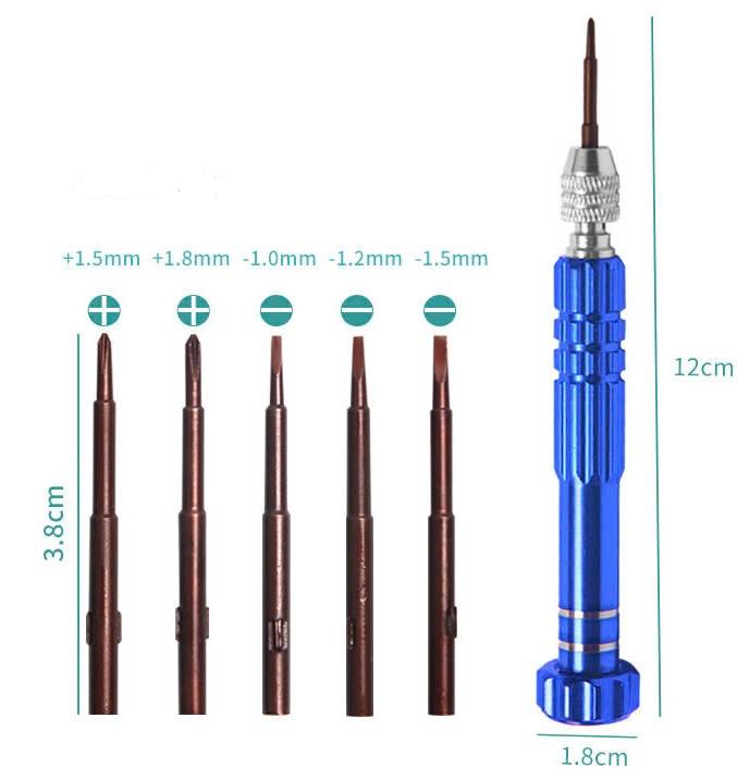 Tua Vít Đa Năng 5 Đầu Sửa Điện Thoại, Mở Laptop, Mắt Kính, Đồng Hồ (Tặng 5 Đầu)