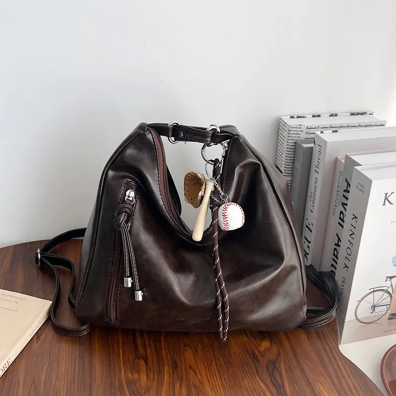 Retro Commuter Tote Bag for Women Vintage Leather Textured  display picture 1
