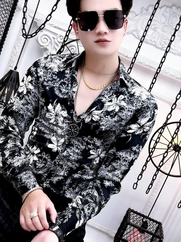 Áo sơ mi nam vải lụa hoa phượng Menswear Shirt Nhung 5