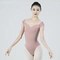 Product Introduction of Women Ballet Leotard Soft Milk Silk Mesh Gymnastics Leotard Ballet Professional Costume Adulto Wing Collar Bodysuit Swimwear 7